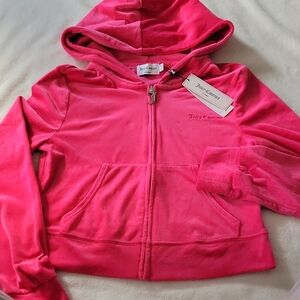 New Juicy Couture Womens Fuchsia Zip-Up Hoodie Size M